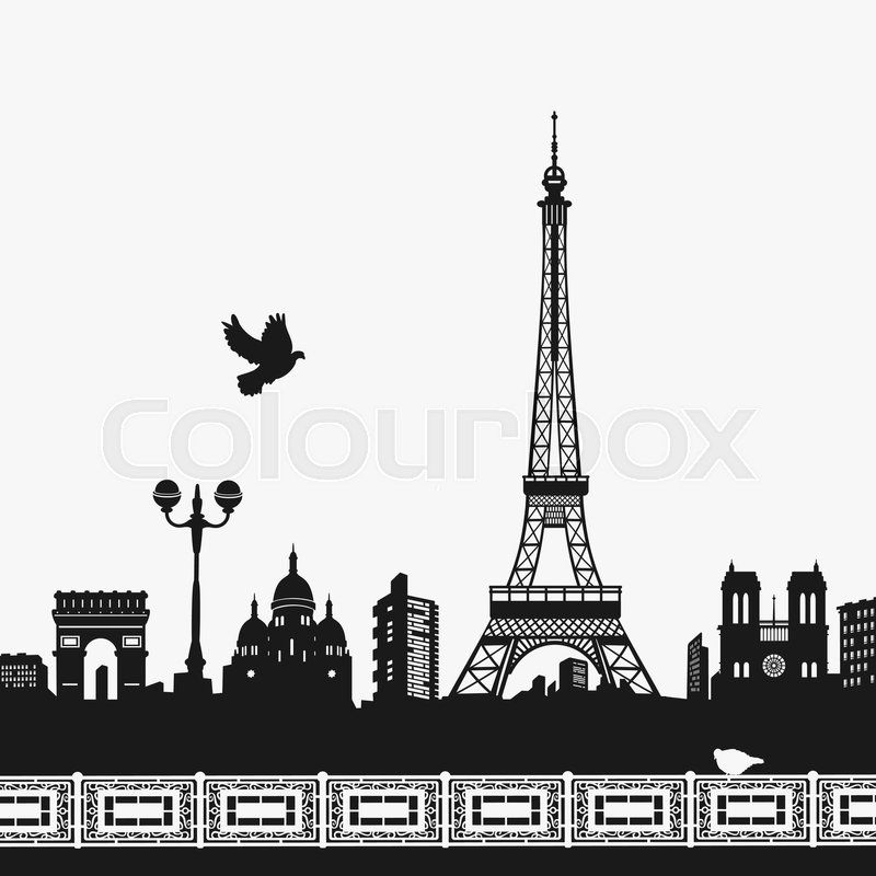 800x800 Vector Silhouette Of The Eiffel Tower Eps 8 File Format Stock