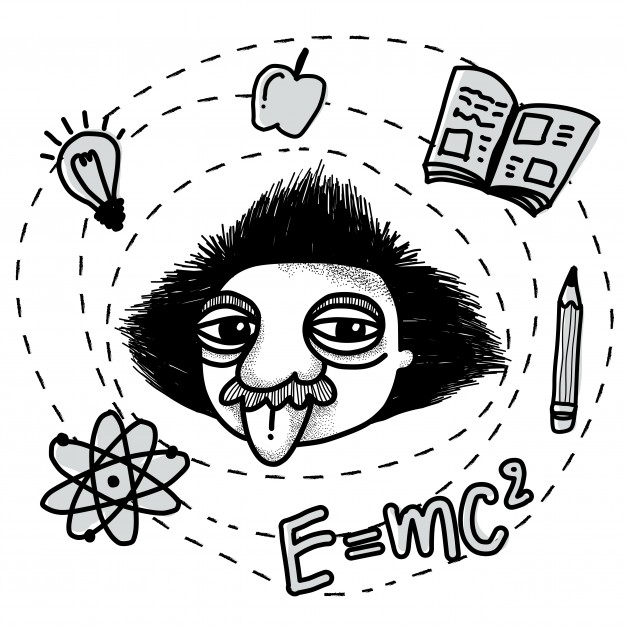 626x626 Albert Einstein Doodle. Vector Premium Download