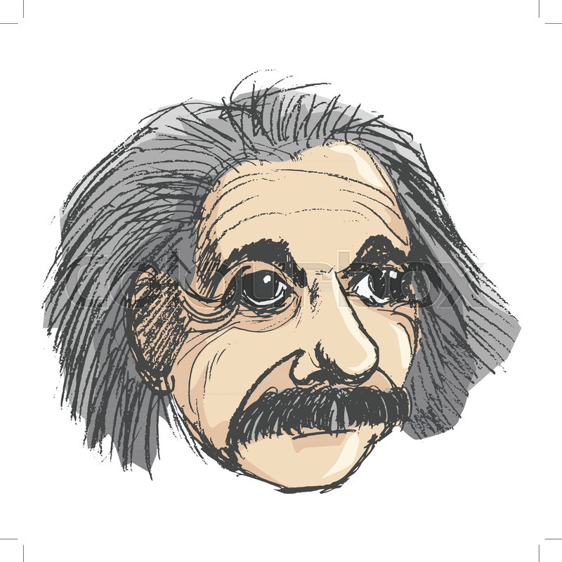 800x800 Vector, Coloured, Sketch, Hand Drawn Image Of Albert Einstein