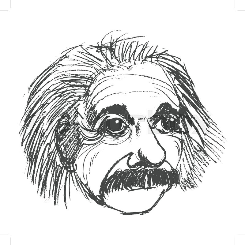 800x800 Vector, Sketch, Hand Drawn Illustration Of Albert Einstein Stock