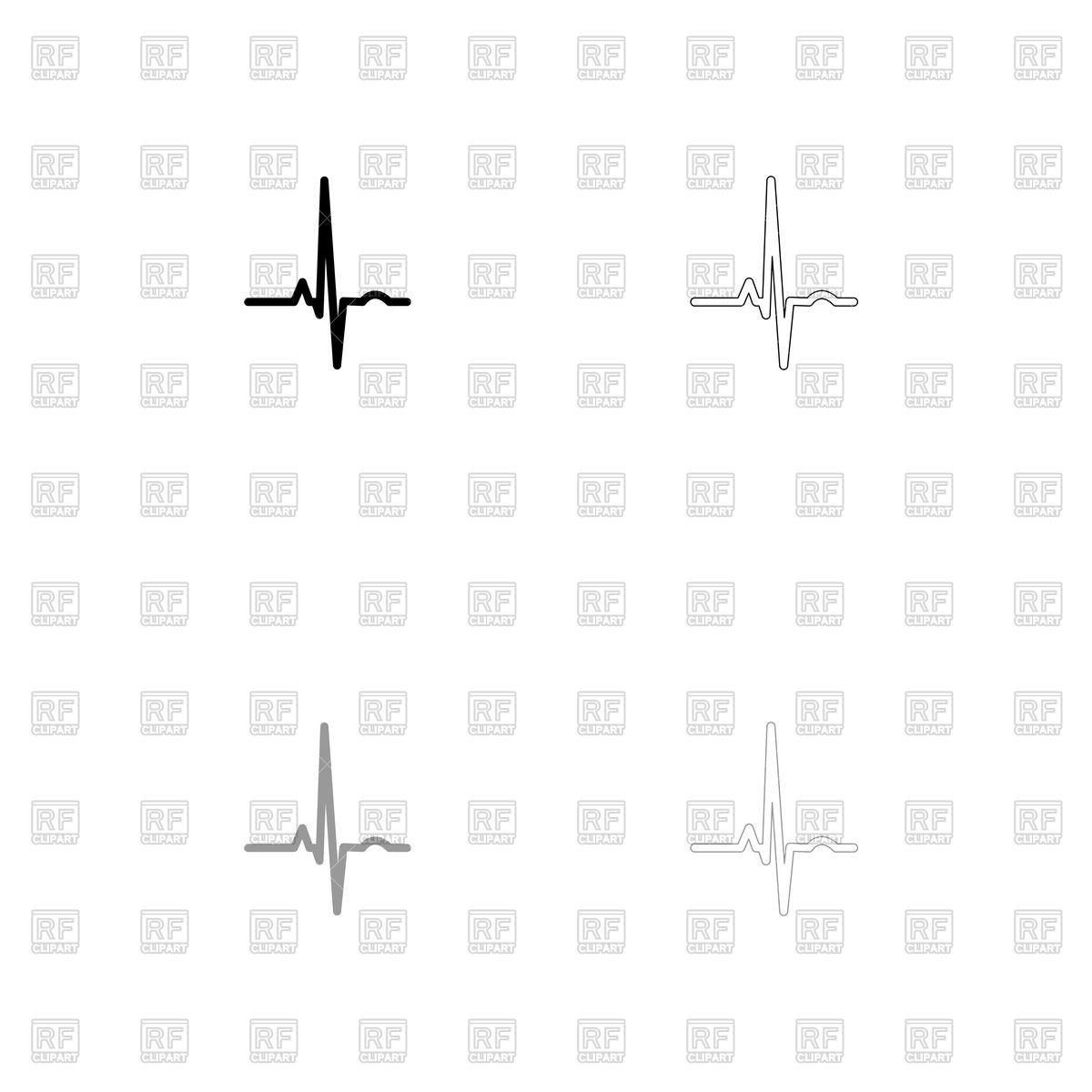 1200x1200 Heart Rhythm Ekg Black And Grey Set Icon Vector Image Vector