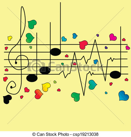 450x470 Musical Ekg With Different Hearts Vector Illustration.