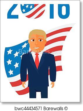 285x382 Art Print Of Cartoon Character Man In Blue Suit For Election