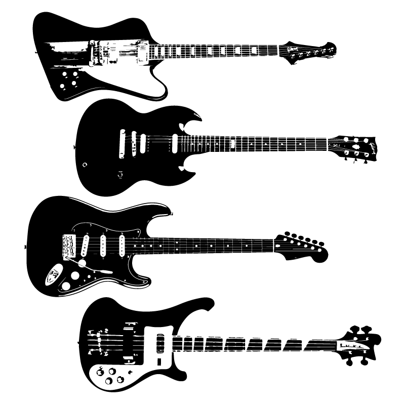 800x800 Electric Guitar Vector Silhouette Fender Gibson Rickenbacker Bass