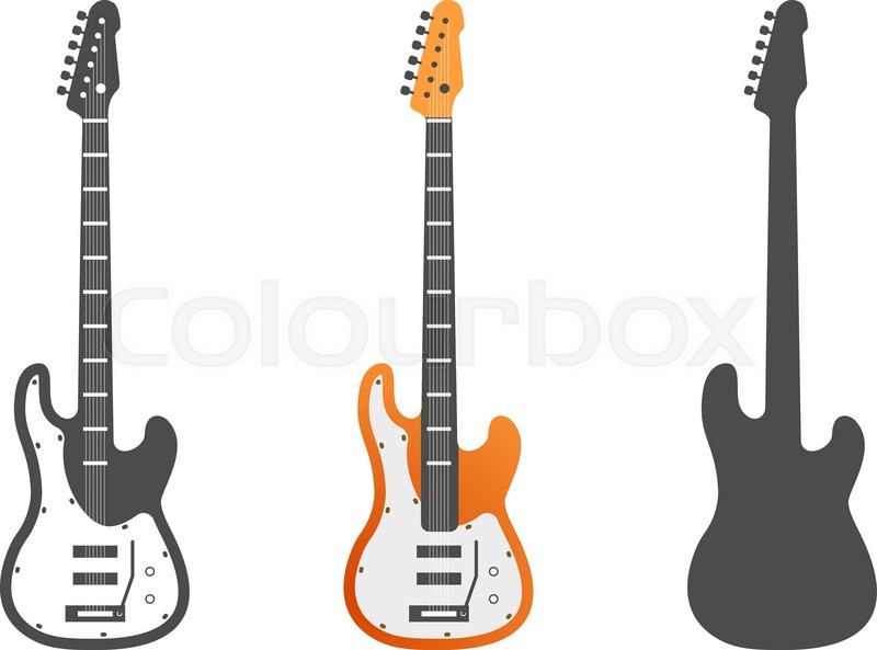 800x593 Electric Guitars Vector Icons Set. Guitar Isolated Icons Vector