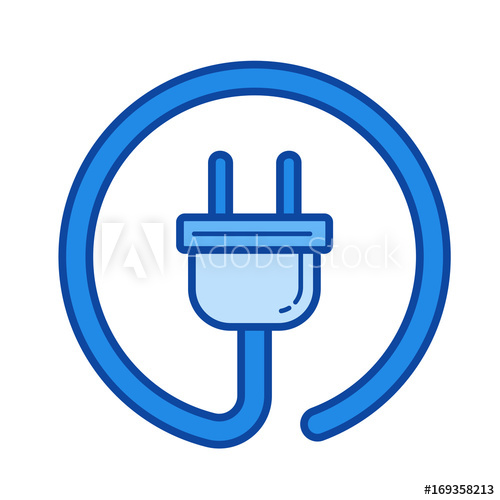 500x500 Electric Plug Vector Line Icon Isolated On White Background