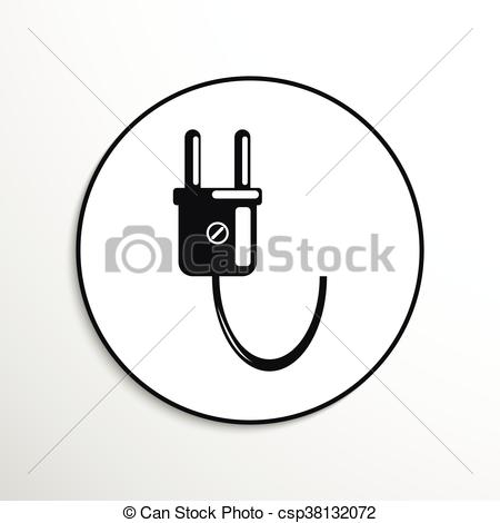 450x470 Electric Plug. Black And White Vector Illustration.