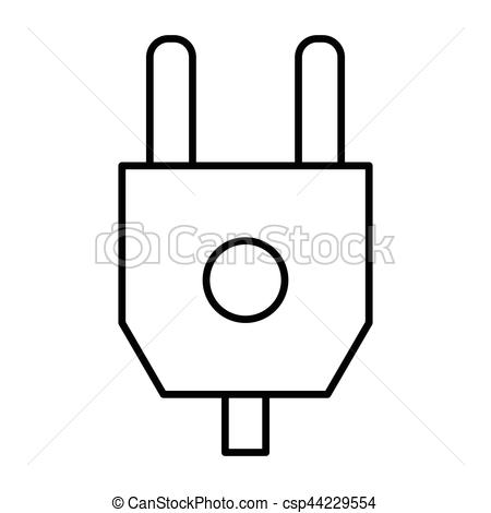 450x470 Simple Thin Line Electric Plug Icon Vector.