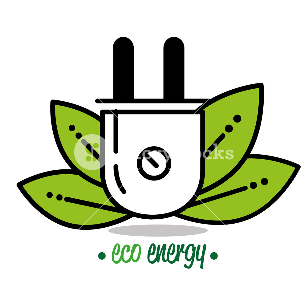 1000x1000 Natural Green Eco Energy With Electric Plug Vector Illustration