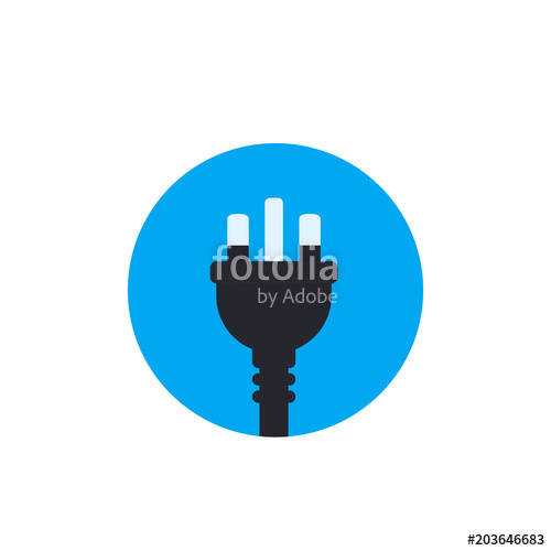 500x500 Uk Electric Plug, Vector Icon, Flat Style Stock Image And Royalty