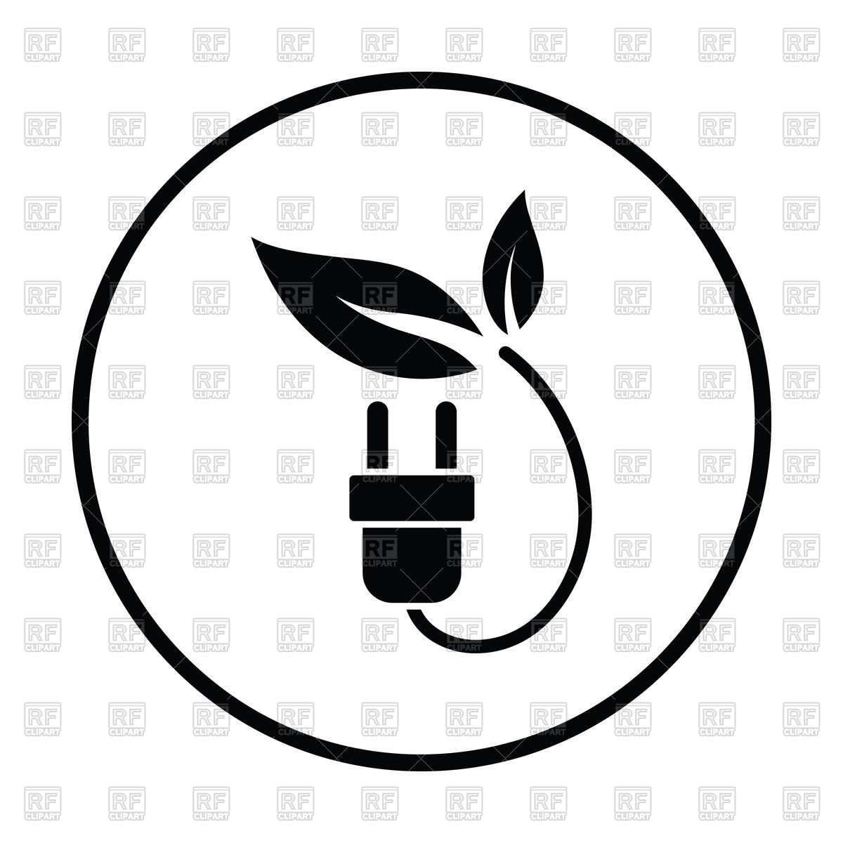1200x1200 Electric Plug With Leaves Icon Vector Image Vector Artwork Of