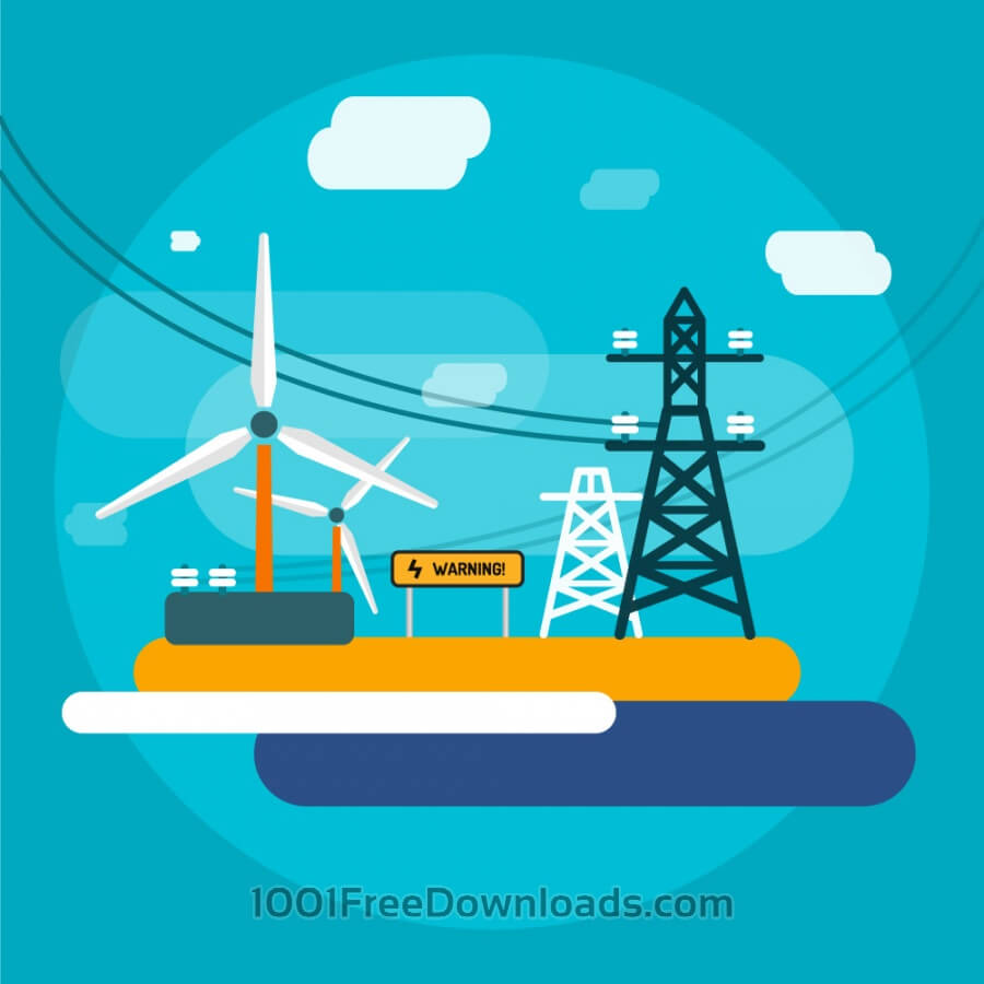 900x900 Free Vectors Electricity Station For Energy Supply. Free Vector
