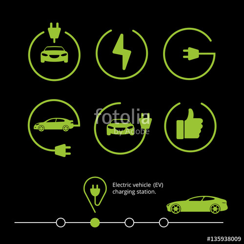 500x500 Vector Electric Vehicle. Electric Car Icon. Hybrid Car