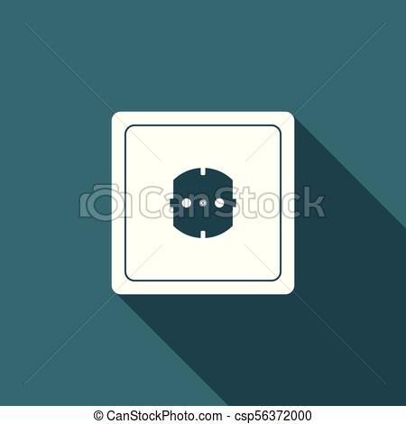450x470 Electrical Outlet Icon Isolated With Long Shadow. Power Socket