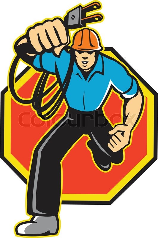 532x800 Electrician Worker Running Electrical Plug Stock Vector Colourbox