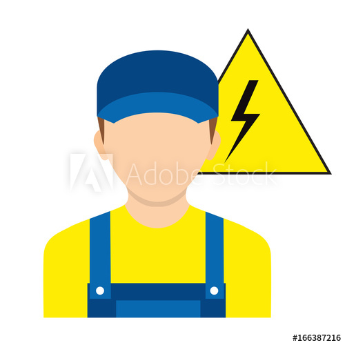 500x500 Electrician Worker. Icon Electric Signs Of Work Safety Isolated On