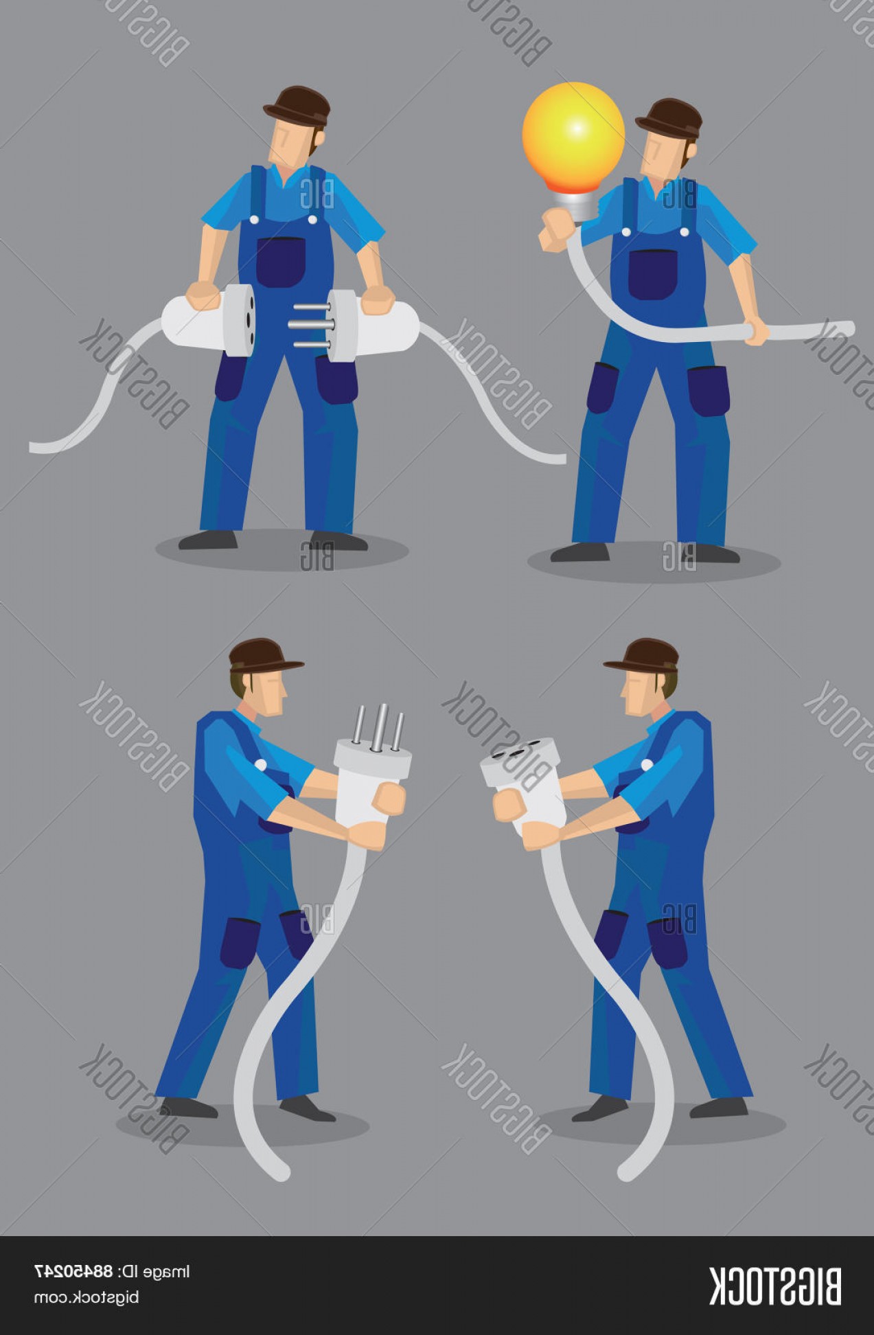 1273x1944 Stock Vector Funny Electrician Vector Character Illustration