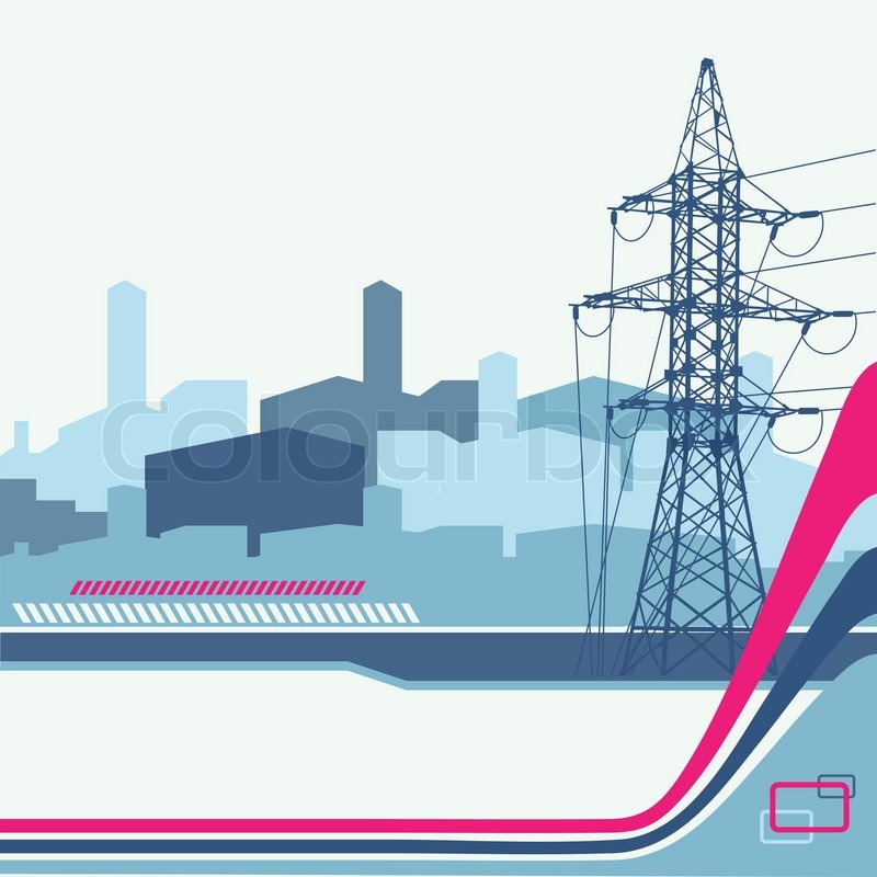 800x800 High Voltage Tower Silhouette On The Abstract Urban Background