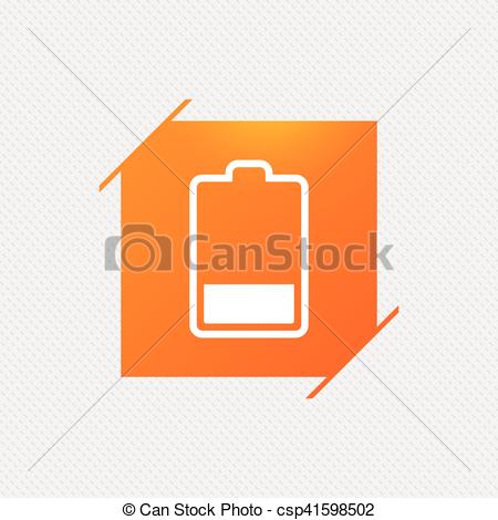 450x470 Battery Low Level Sign Icon. Electricity Symbol. Orange Square