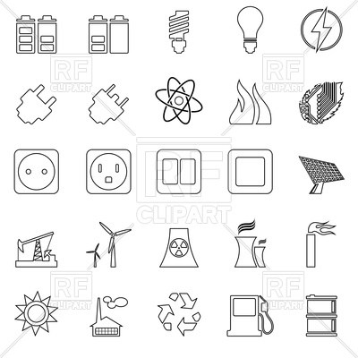 400x400 Electricity, Power And Energy Icon Set Vector Image Vector