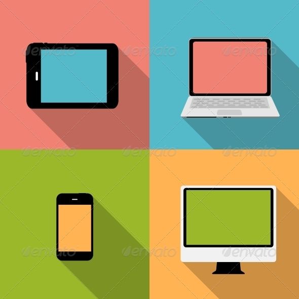 590x590 Computing Concept On Different Electronic Devices Vector Pattern