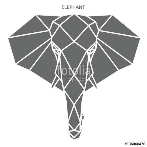 500x500 Elefante Geometrico, Testa Di Elefante In Stile Astratto Di