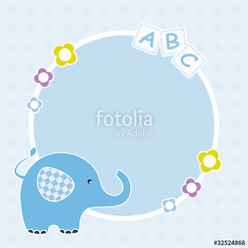 500x500 Marco De Color Azul, Con Un Elefante. Stock Image And