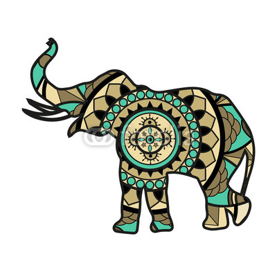 400x393 Vector Illustration Of An Elephant Mandala, Elefante Mandala