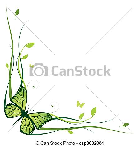 450x470 Elegant Floral Border With Butterflies.