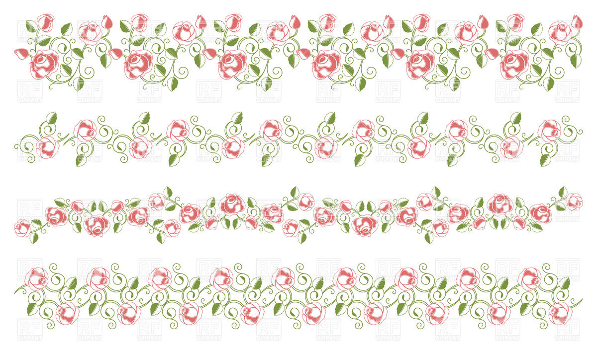 1200x691 Set Of Elegant Floral Borders Vector Image Vector Artwork Of