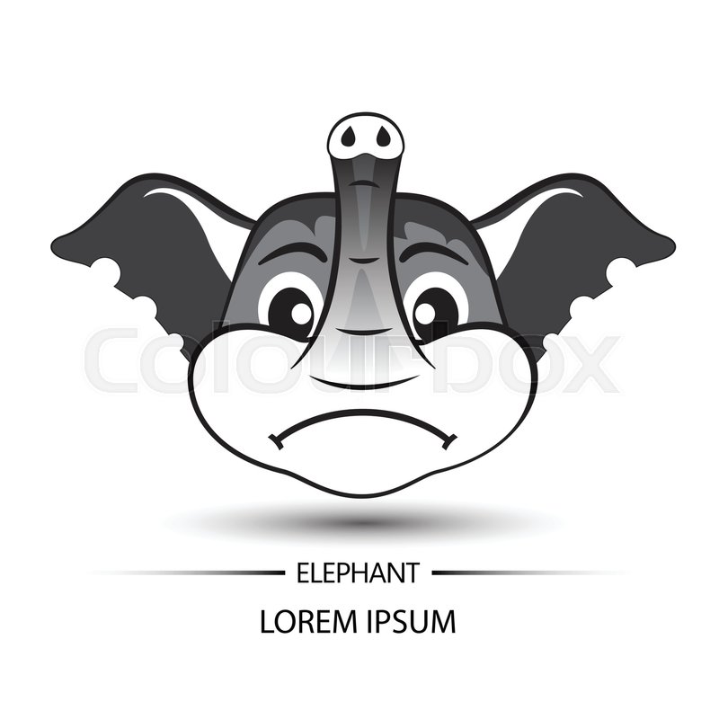 800x800 Elephant Face Frown Logo And White Background Vector Illustration