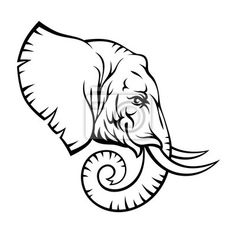 236x227 Elephant Head Geometric Lines Silhouette Isolated On A Yellow