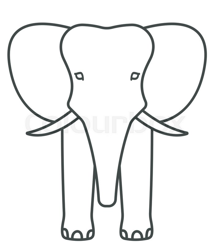 700x800 Illustration Of The Cartoon Contour Elephant Face Icon Stock