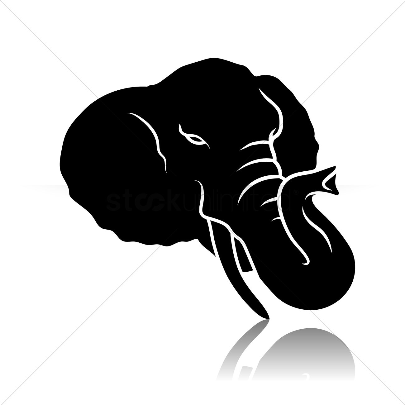 1300x1300 Silhouette Of Elephant Face Vector Image