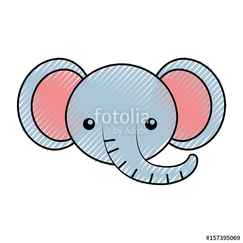 500x500 Cute Scribble Elephant Face Cartoon Graphic Design Stock Image