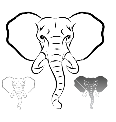 380x400 Elephant Face Outline Stylized Elephant Head Vector 1679715