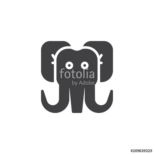 500x500 Mammoth Head Vector Icon. Filled Flat Sign For Mobile Concept And