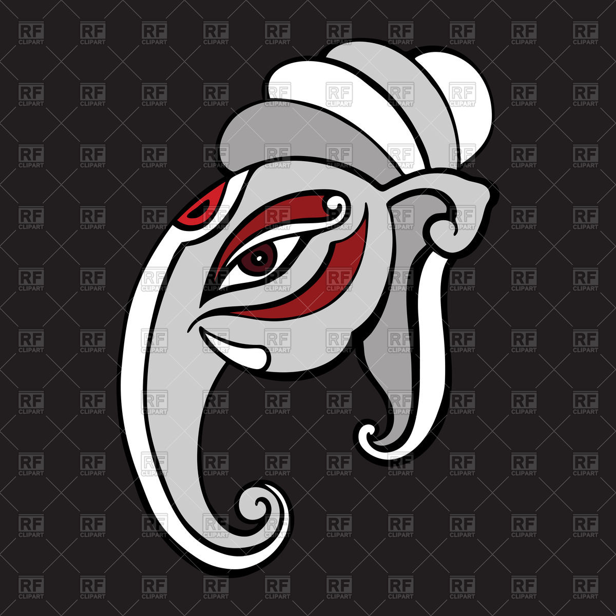 1200x1200 Stylized Indian Elephant Head Vector Image Vector Artwork Of