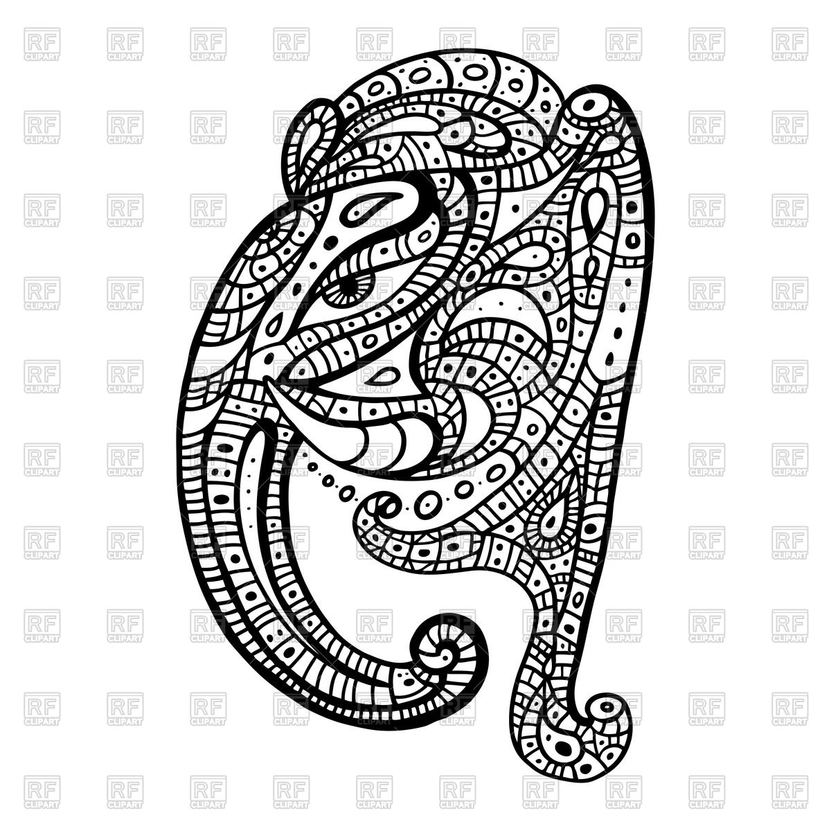 1200x1200 Stylized Hand Drawn Elephant Head Vector Image Vector Artwork Of