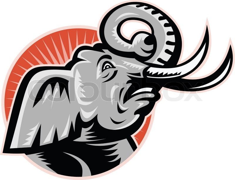 800x611 Elephant Head Side Retro Stock Vector Colourbox