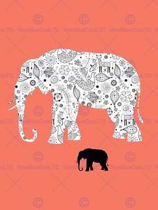 226x300 Painting Abstract Elephant Design Inset Objects Vector Poster