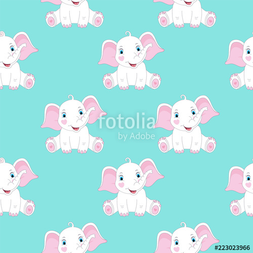 500x500 Seamless Pattern With Cute Elephants. Baby Print. Vector