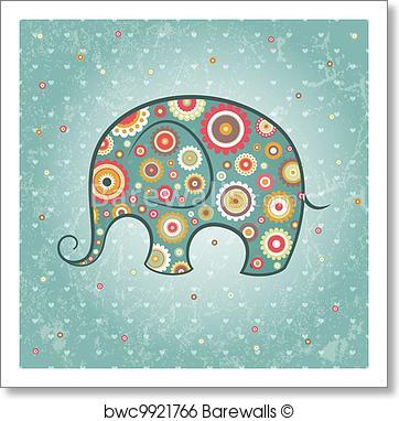 362x382 Art Print Of Floral Vector Elephant Barewalls Posters Amp Prints