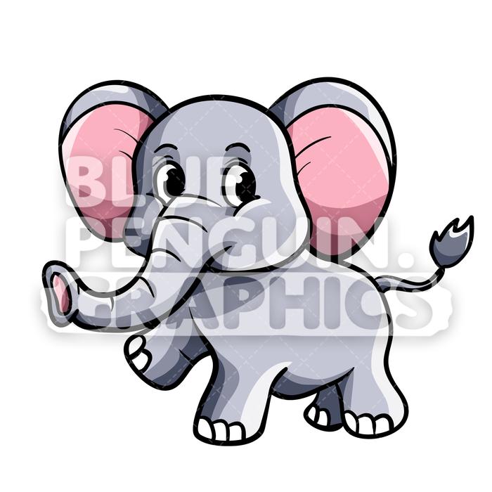 700x700 Cute Elephant Vector Cartoon Clipart Illustration Blue Penguin