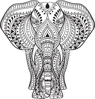 407x422 Collection Of Black And White Indian Elephant Drawing High