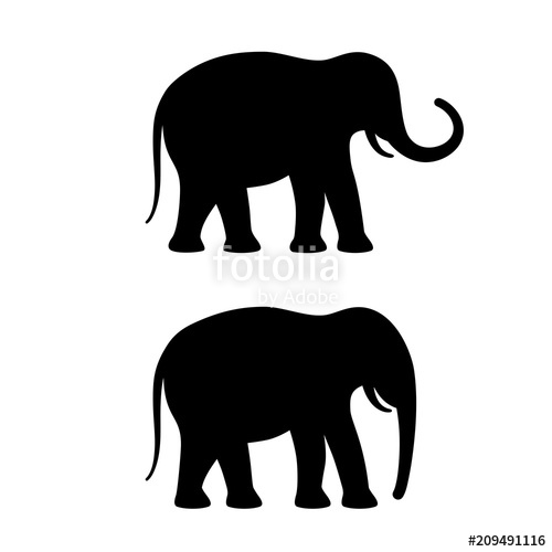500x500 Elephant Vector Silhouette Icon Set Stock Image And Royalty Free