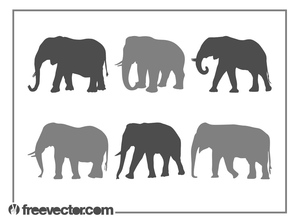 1024x765 Elephants Silhouette Set Vector Art Amp Graphics