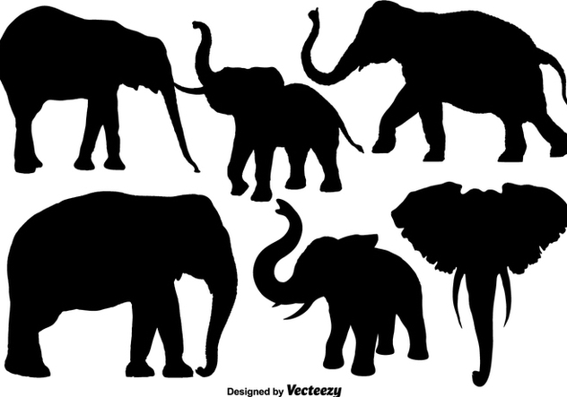 632x443 Isolated Silhouettes Of Elephants