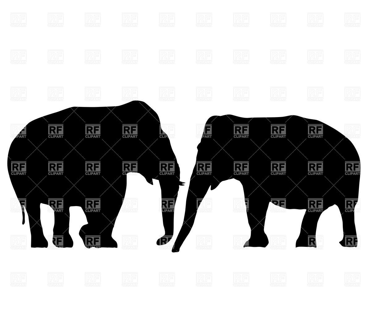 1200x1000 Silhouettes Of Two Elephants Vector Image Vector Artwork Of
