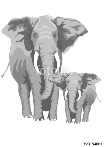 354x500 Big And Small Elephant, Vector Stock Image And Royalty Free